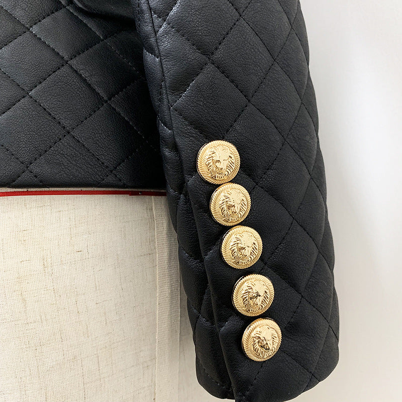 Blazer matelassé en cuir coupe ajustée