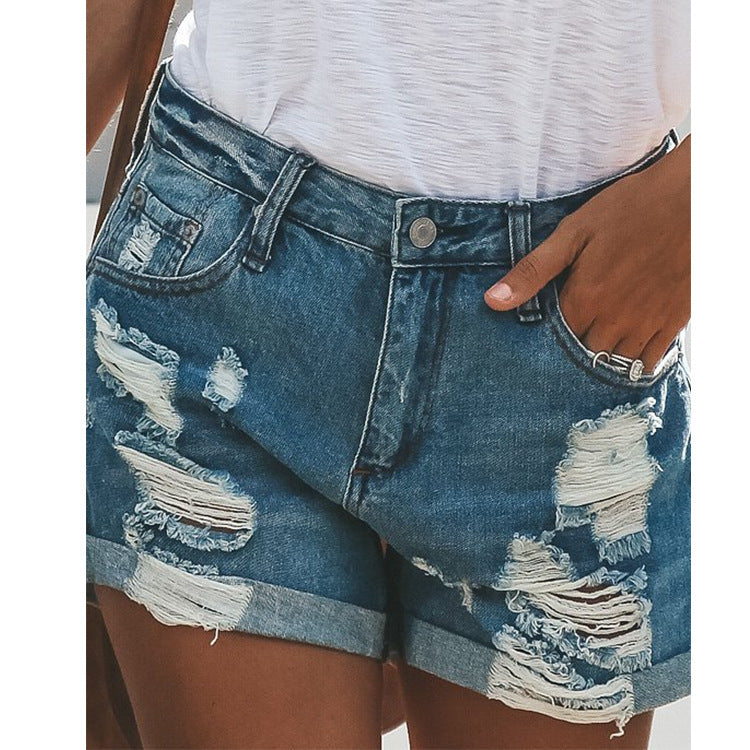 Shorts en jean déchiré pour femme