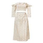 Robe moulante à volants avec robe trapèze florale à épaules dénudées