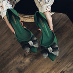 Chaussures à talons épais en gelée givrée avec nœud papillon