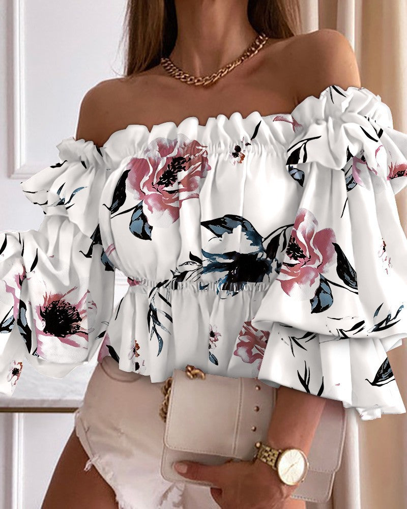 Chemisier court femme sexy tendance à manches longues et col, nouveau style d'été