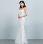 Robe de mariée sirène en dentelle sequinée à la taille