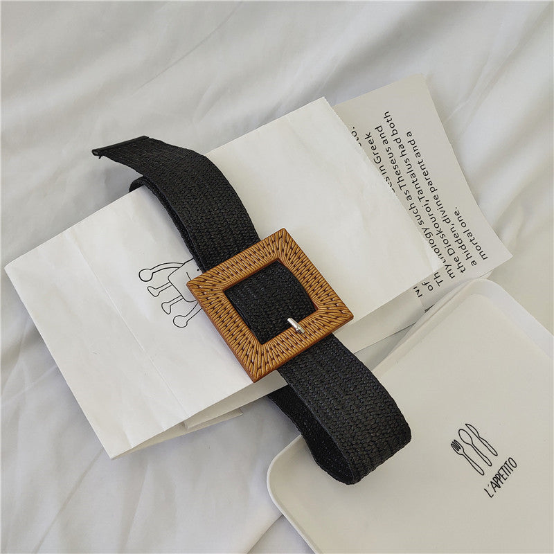 Woman buckle elastic belt