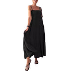 Robe plissée à bretelles et bustier unie décontractée pour femme