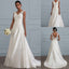 Robe de mariée sirène en dentelle traînante, asymétrique et décolletée en V