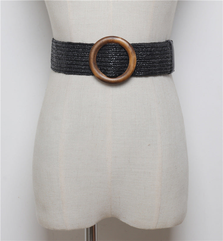 Ceinture tissée à boucle ronde avec corde en cire bohème