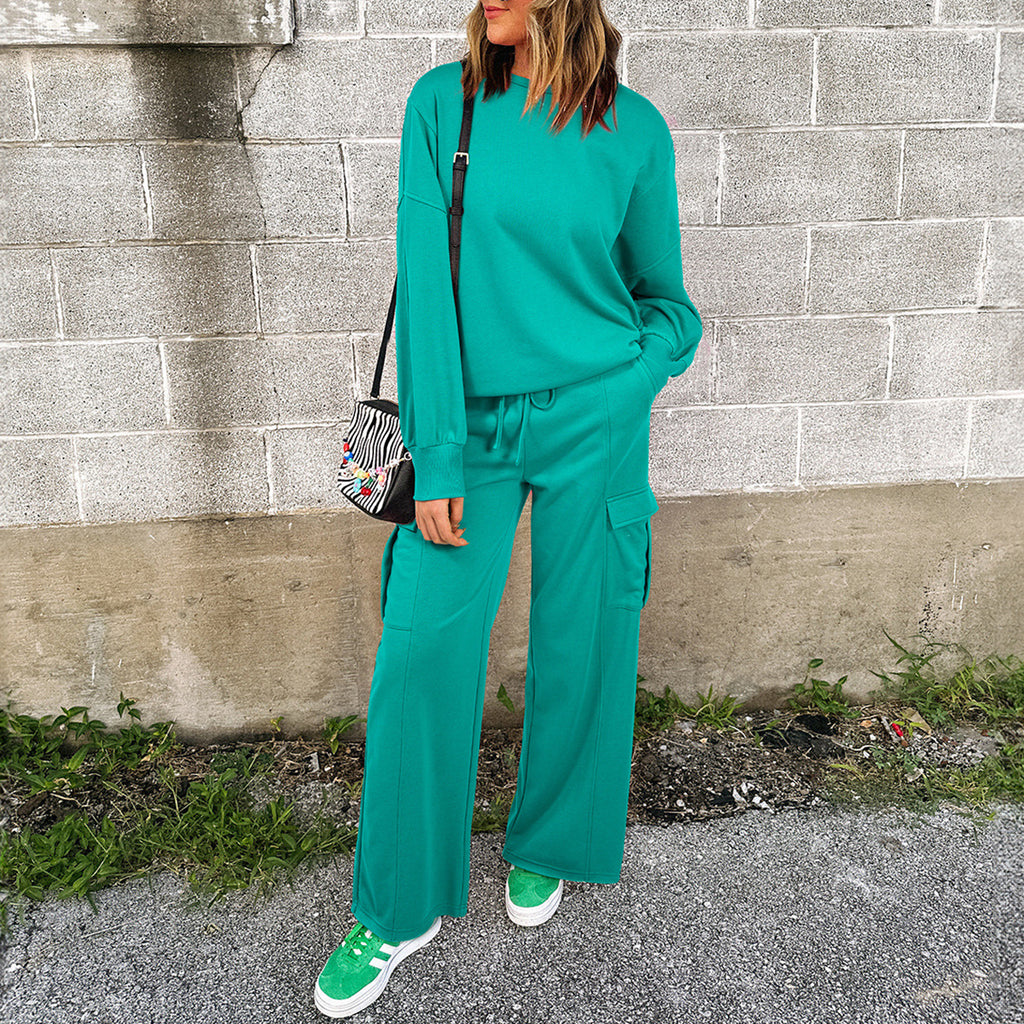 Ensemble pull et pantalon ample deux pièces pour femme