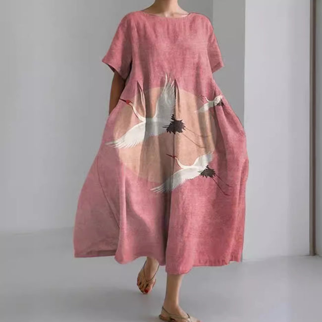 Robe élégante décontractée imprimée à manches courtes pour femmes Main Image