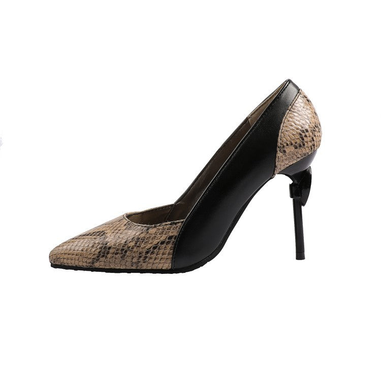 Escarpins en cuir façon serpent