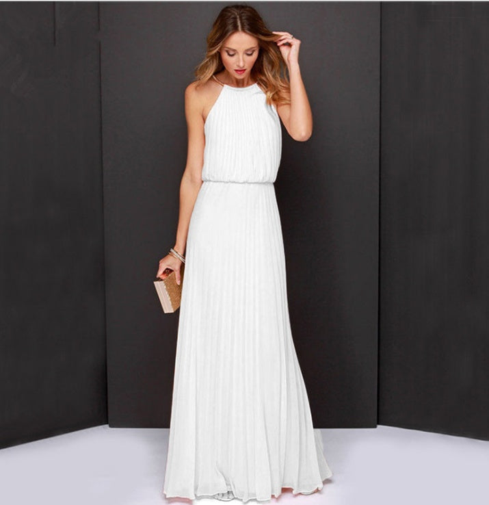 Robe longue dos nu en mousseline pour femme