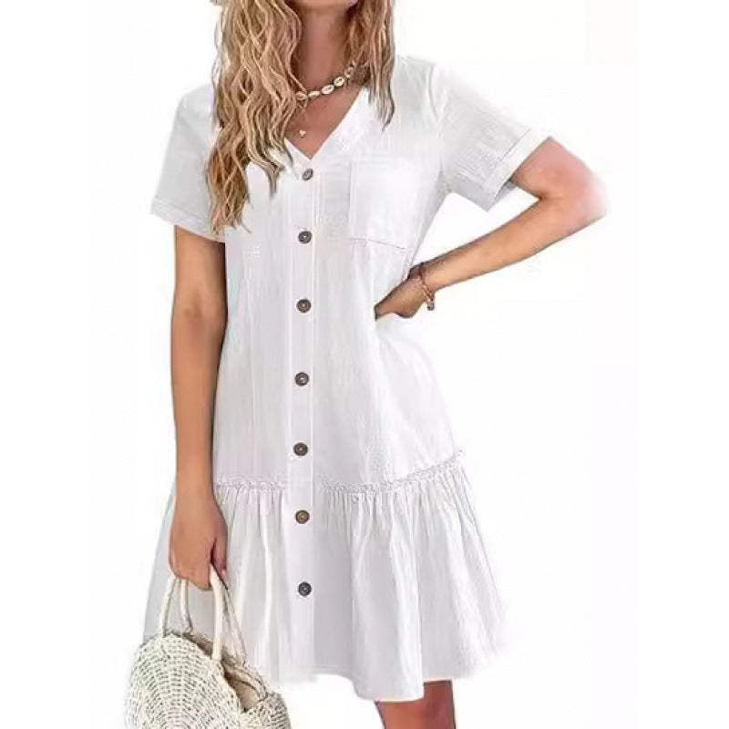 Robe d'été ample en coton et lin pour femme