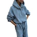 Ensemble deux pièces en molleton polaire à col rond, pull à manches longues et pantalon de costume élégant