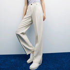 Pantalon décontracté taille haute droit amincissant pour femme