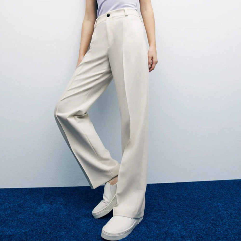 Pantalon décontracté taille haute droit amincissant pour femme