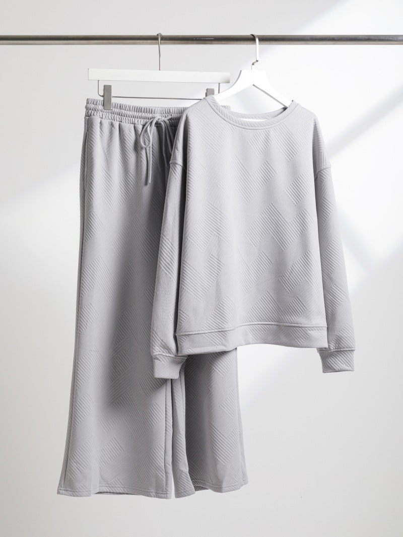 Ensemble deux pièces de sport ample à cordon, de couleur unie, style décontracté européen et américain.