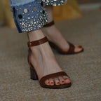 Sandales à talon épais rétro marron tendance pour femme