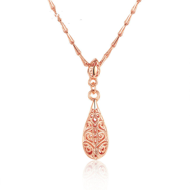 Colliers pendentifs chaîne de style classique vintage, goutte d'eau ajourée, couleur or rose blanc, bijoux de fête pour femmes DWN583M Main Image