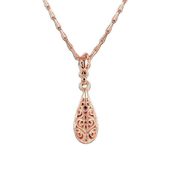Colliers pendentifs chaîne de style classique vintage, goutte d'eau ajourée, couleur or rose blanc, bijoux de fête pour femmes DWN583M