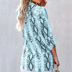 Leopard Print Three-Quarter Sleeve Shirt Women