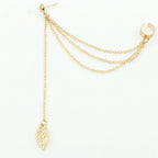 Boucles d'oreilles pendantes en forme de feuille de métal avec pompon pour femmes