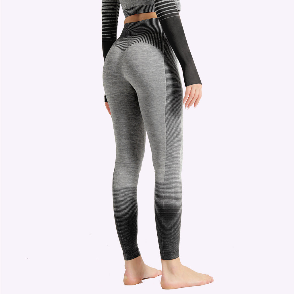 Legging de sport taille haute femme tricoté pour entraînement course yoga