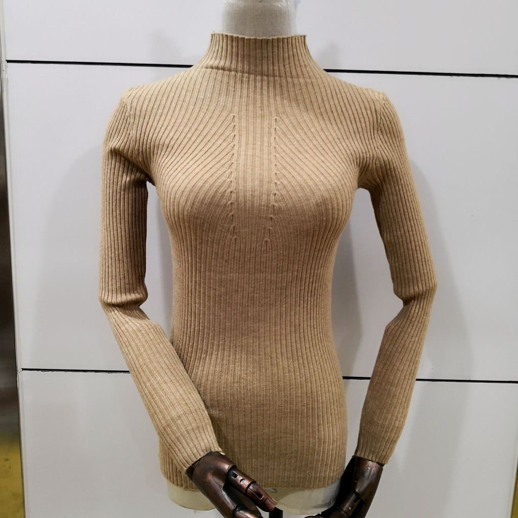 Pull mi-col roulé en fil retors pour femme