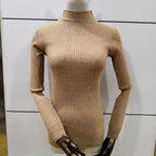 Pull mi-col roulé en fil retors pour femme