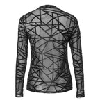 Chemisier Femme Sexy Transparent Maille Manches Longues Hauts T-Shirt