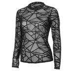 Chemisier Femme Sexy Transparent Maille Manches Longues Hauts T-Shirt