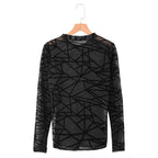 Chemisier Femme Sexy Transparent Maille Manches Longues Hauts T-Shirt