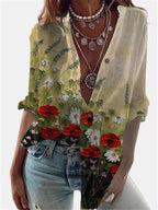 European and American Women's Long Blouse Digital Printing Fashion Long-sleeved Shirt