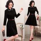 Robe de printemps de style coréen à col tailleur, tenue de cérémonie professionnelle haut de gamme pour femmes.