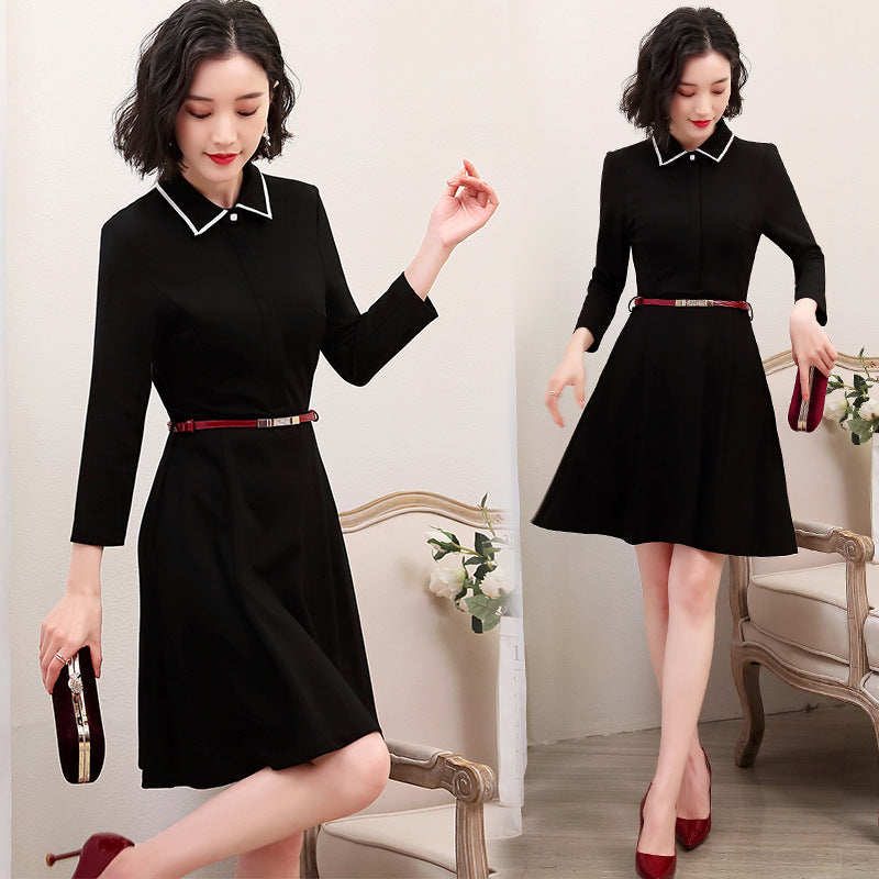 Robe de printemps de style coréen à col tailleur, tenue de cérémonie professionnelle haut de gamme pour femmes.