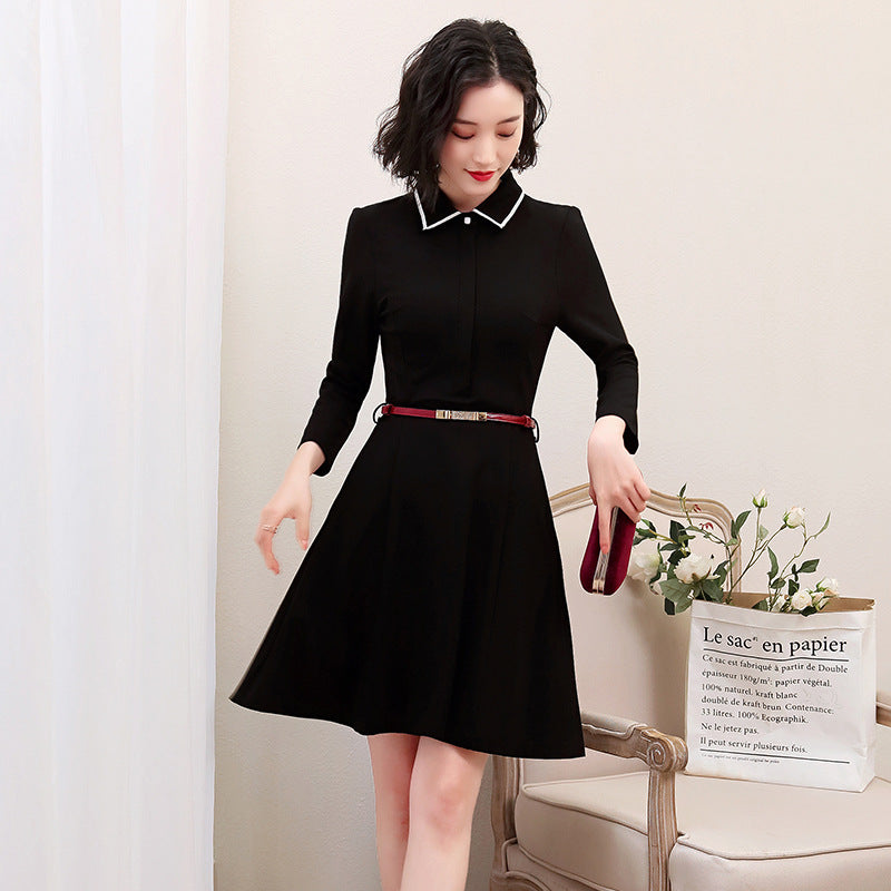 Robe de printemps de style coréen à col tailleur, tenue de cérémonie professionnelle haut de gamme pour femmes.