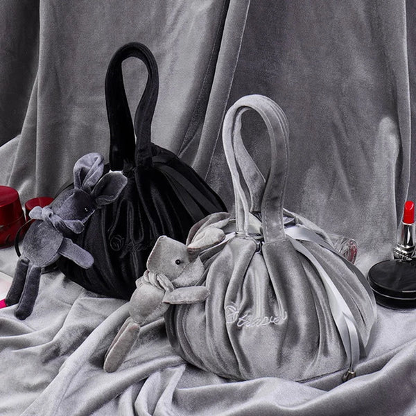 Nouveaux sacs cosmétiques en velours avec oreilles de lapin de dessin animé, trousse de maquillage, sacs cadeaux auto-adhésifs pour Pâques joyeuses pour filles