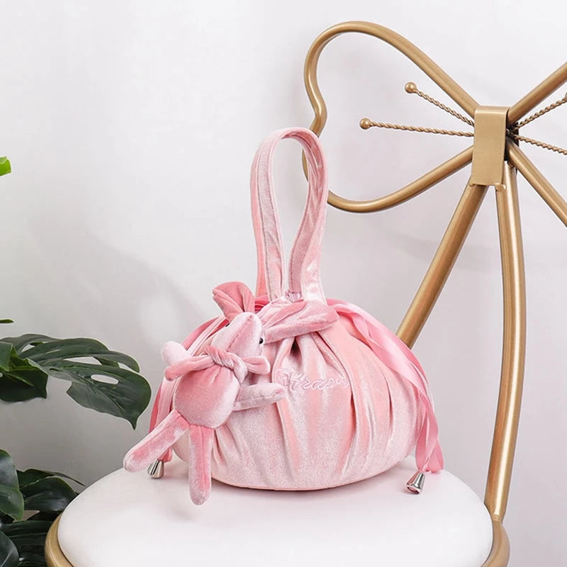 Nouveaux sacs cosmétiques en velours avec oreilles de lapin de dessin animé, trousse de maquillage, sacs cadeaux auto-adhésifs pour Pâques joyeuses pour filles