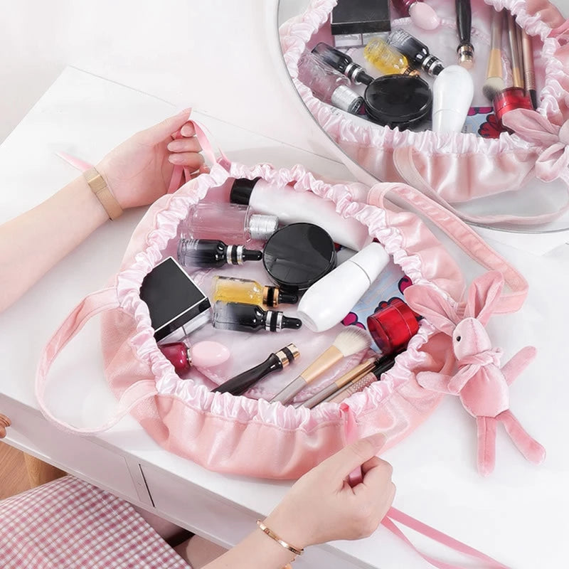 Nouveaux sacs cosmétiques en velours avec oreilles de lapin de dessin animé, trousse de maquillage, sacs cadeaux auto-adhésifs pour Pâques joyeuses pour filles