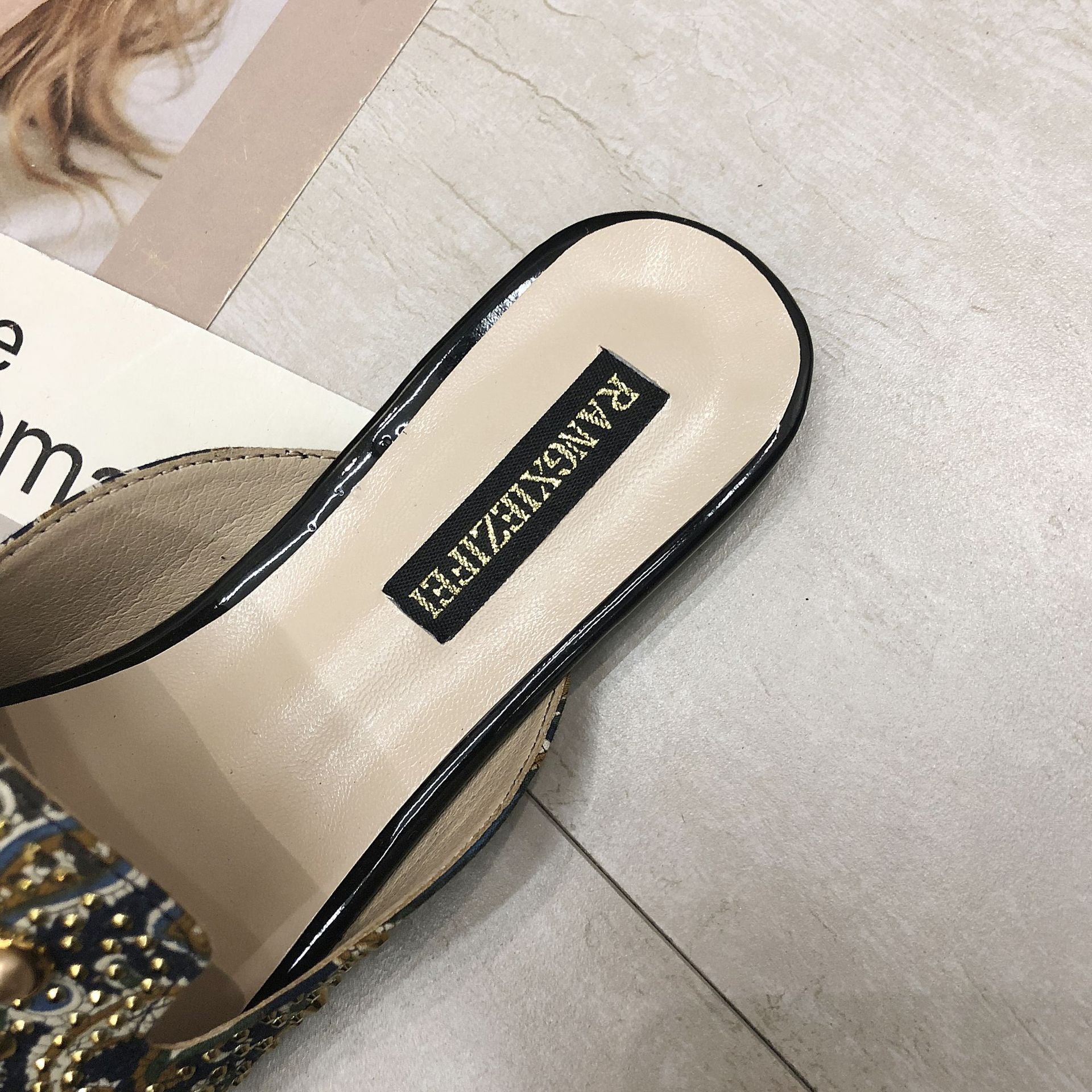 Baotou Demi-Chaussons Femme Plats Pointus Sandales et Chaussons Paresseux