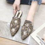 Baotou Demi-Chaussons Femme Plats Pointus Sandales et Chaussons Paresseux