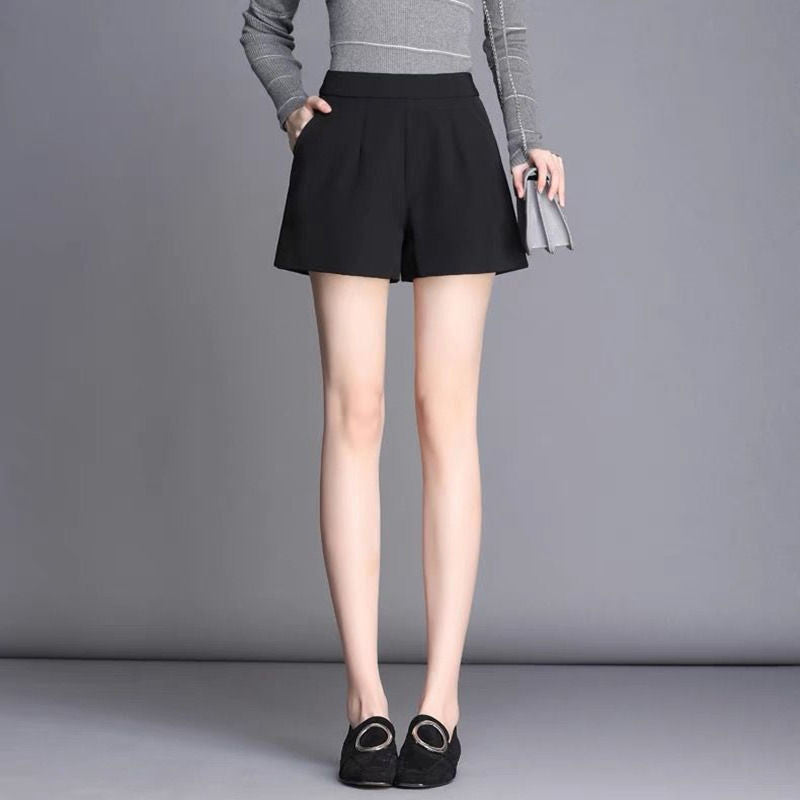 Shorts grande taille femme trapèze, taille haute, jambes larges, printemps et automne