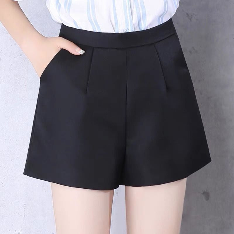Shorts grande taille femme trapèze, taille haute, jambes larges, printemps et automne