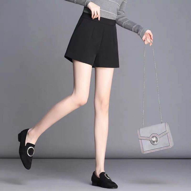 Shorts grande taille femme trapèze, taille haute, jambes larges, printemps et automne