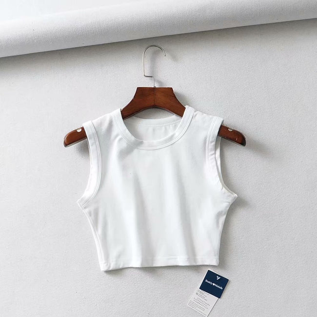 Short Cropped Solid Color Tank Top Main Image
