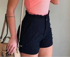 Shorts Femme Perles Canon Couleur Unie Sexy Shorts Femme