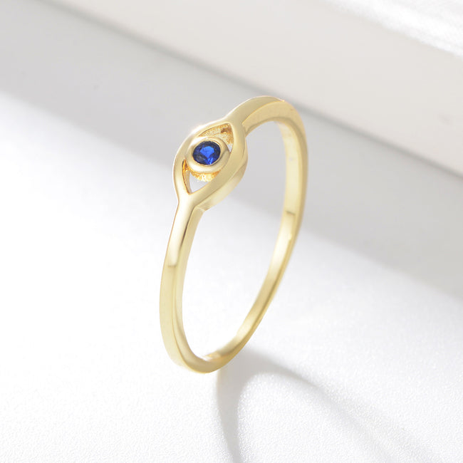 Bague œil porte-bonheur exquise en argent sterling 925 plaqué or 18 carats pour femme, bagues en zircon, bijoux de mariage, fiançailles, Anillos Hover Image