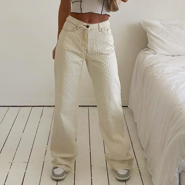 Commerce extérieur Nouvelle tendance de la rue Vêtements pour femmes Jeans texturés déchirés Pantalons larges pour femmes