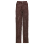 Foreign Trade New Street Trend Women's Wear Ripped Texture Jeans Wide-Leg Pants Women