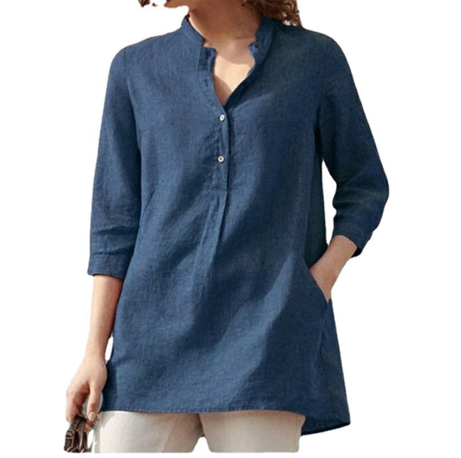 Blouse décontractée ample à col montant Main Image