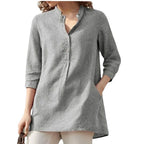 Blouse décontractée ample à col montant