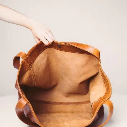 Sacs fourre-tout en cuir huilé grande capacité pour femmes, sacs à bandoulière Main Image